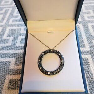 Sterling Silver Open Circle 18" pendant with faux diamonds. Never worn.